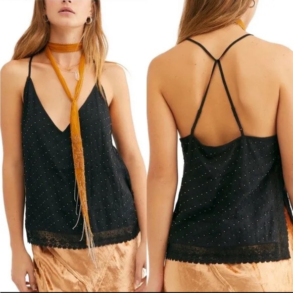 Free People Tops - Free People $68 Bright Lights Cami Beaded Top Black Size XS OB1068264 Boho